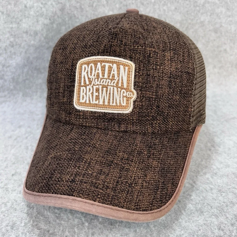 Roatan Island Brewing Co Trucker Hat Brown Mesh Patch Curved Bill Cap
